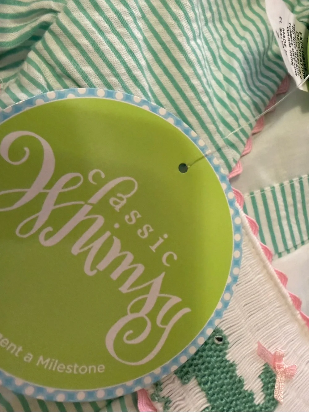 NWT Classic Whimsy Green Seersucker Alligator Smocked Dress